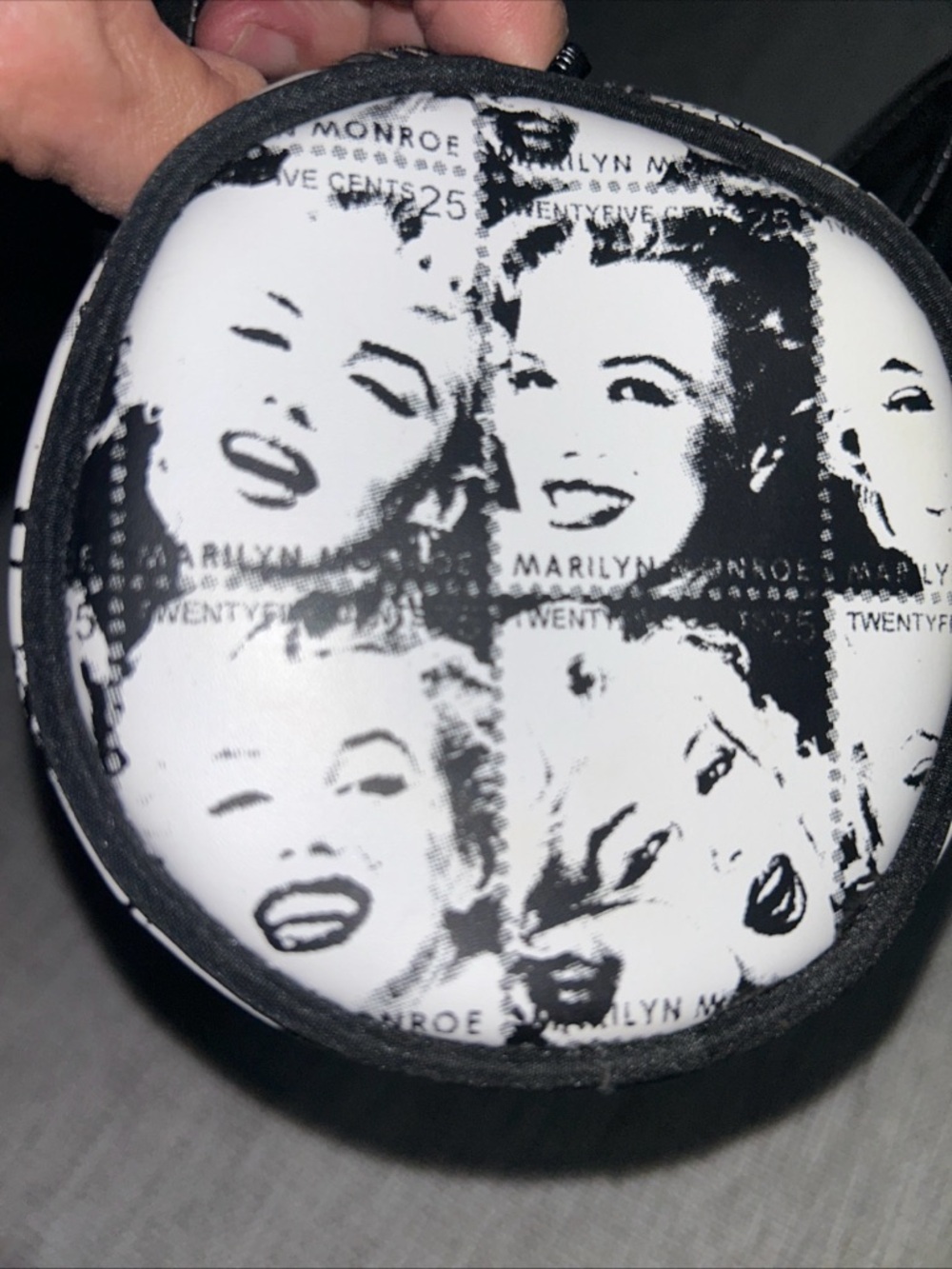 Black & White Marilyn Print Mini Satchel with Red Lip Accent - Picture 8 of 11